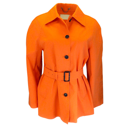 Prada Orange Belted Short Trench Coat