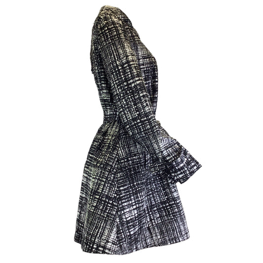 Prada Black / White Belted Nylon Tweed Trench Coat