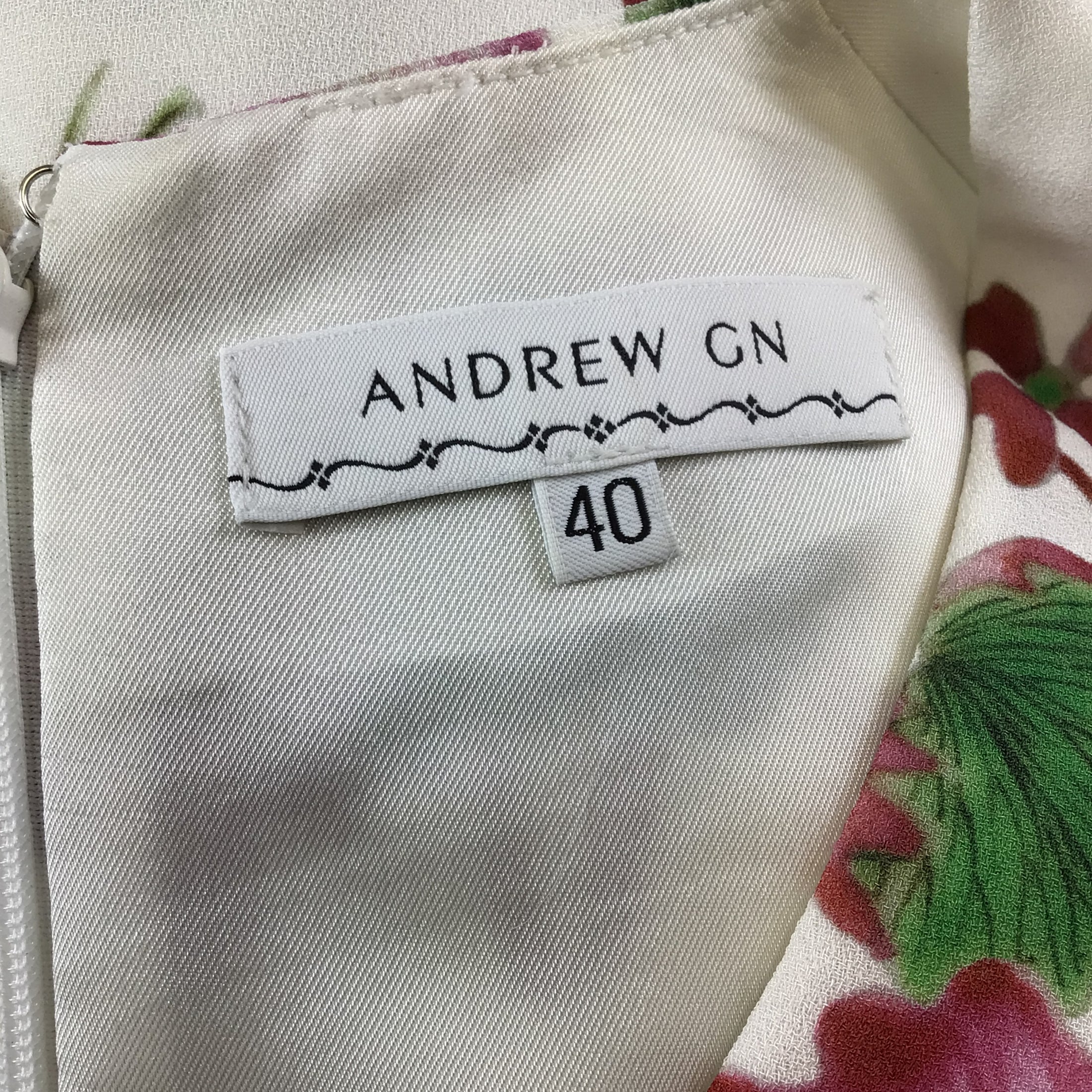 Andrew Gn White Multi Butterfly Printed Sleeveless V-Neck Crepe Dress