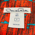 Load image into Gallery viewer, Oscar de la Renta Orange / Teal Printed Sleeveless Flared and Pleated Dress