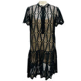 Load image into Gallery viewer, Oscar de la Renta Black / Nude Eyelet Collared Dress