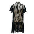 Load image into Gallery viewer, Oscar de la Renta Black / Nude Eyelet Collared Dress
