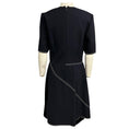 Load image into Gallery viewer, Stella McCartney Navy Blue / White Contrast Stitching Short Sleeved Asymmetric Hem Midi Dress