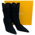 Load image into Gallery viewer, Arteana Black Suede Eyelet Ankle Boots