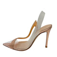 Load image into Gallery viewer, Gianvito Rossi Rose Gold Hortensia 105 Plexi Embellished Slingback Pumps