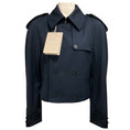 Load image into Gallery viewer, McQueen Navy Blue Double Breasted Cropped Trench Jacket