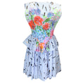 Load image into Gallery viewer, Christopher Kane Blue Multi Floral Printed Peplum-Waist Cotton Mini Dress
