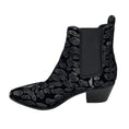 Load image into Gallery viewer, Saint Laurent Black Glitter Leopard Velvet Ankle Boots