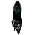 Load image into Gallery viewer, Casadei Black Leather Judith Julia Pumps with Rhinestone Bow