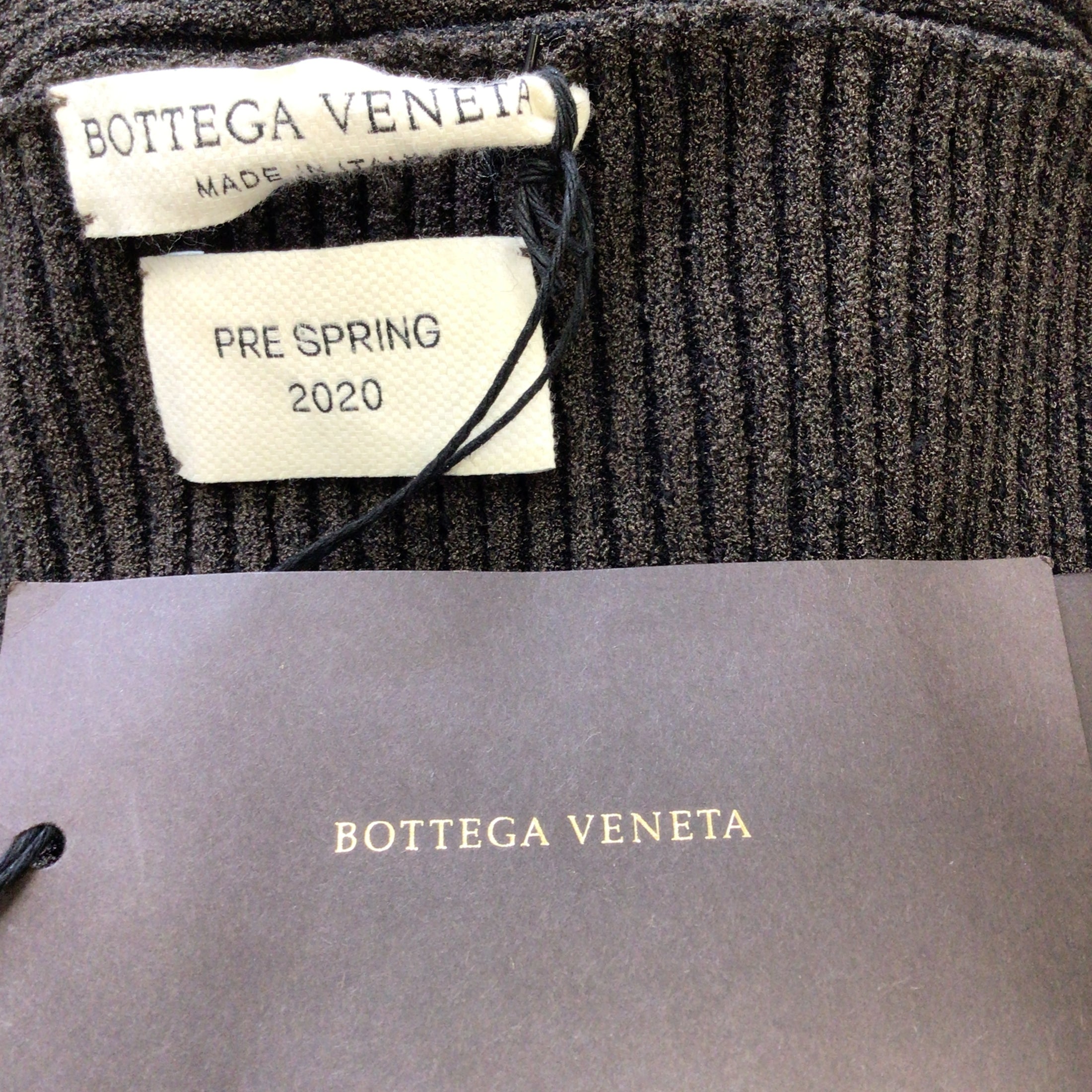 Bottega Veneta Brown Twist Detail Long Sleeved V-Neck Ribbed Knit Sweater