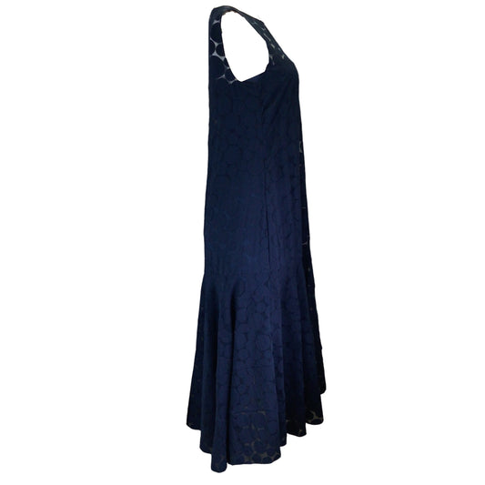 Akris Punto Navy Blue Circle Patterned Sleeveless Midi Dress