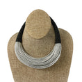Load image into Gallery viewer, Brunello Cucinelli Silver Metallic / Charcoal Monili Bead Embellished Leather Toggle Choker Necklace