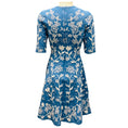Load image into Gallery viewer, Lela Rose Blue / White Floral Stretch Knit Flared Dress