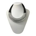 Load image into Gallery viewer, Brunello Cucinelli Silver Metallic / Charcoal Monili Bead Embellished Leather Toggle Choker Necklace