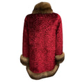 Load image into Gallery viewer, Oscar de la Renta Bordeaux Red Persian Lamb Fur Jacquard Coat with Sable Fur Trim