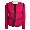 Load image into Gallery viewer, St. John Fuchsia Pink Knit Jacket with Tweed Trim