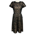Load image into Gallery viewer, Oscar de la Renta Black / Nude Short Sleeved Coated Lace Midi Cocktail Dress