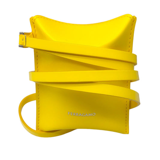 Salvatore Ferragamo Yellow Leather Pouch on Strap
