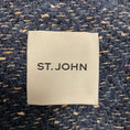 Load image into Gallery viewer, St. John Blue Tweed Bomber Jacket with Gold Buttons