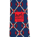 Load image into Gallery viewer, Hermes Navy / Red Silk Bit and Chain Print Men's Tie