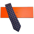 Load image into Gallery viewer, Hermes Navy / Red Silk Bit and Chain Print Men's Tie