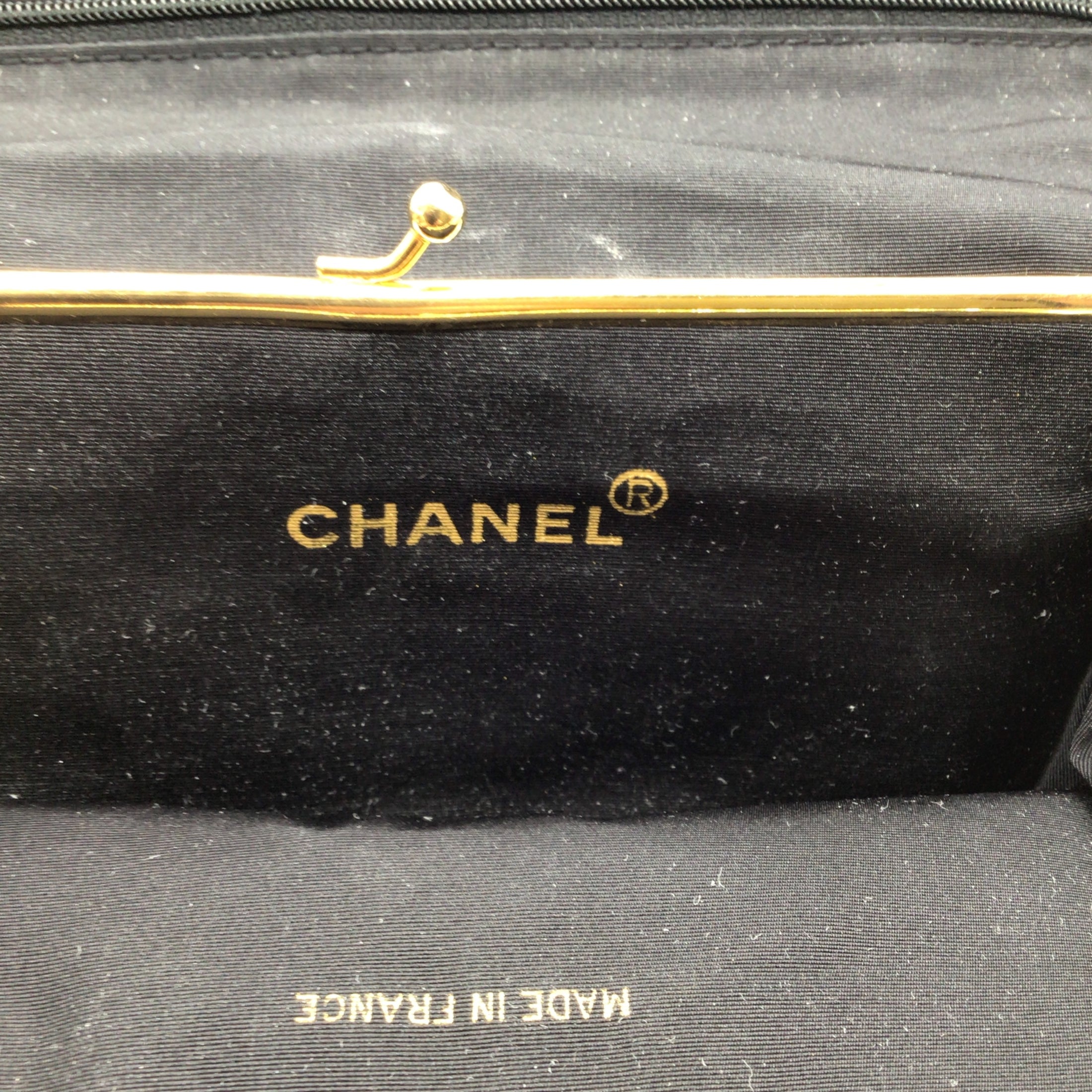 Chanel Black Vintage Early 90's Grosgrain Clutch Bag