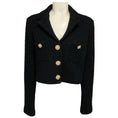 Load image into Gallery viewer, Self-Portrait Black Sequined Knit Crop Jacket with Pearl Embellished Buttons