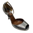 Load image into Gallery viewer, Chloe Silver Metallic Python Skin Leather Ankle Strap Sandals