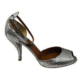 Load image into Gallery viewer, Chloe Silver Metallic Python Skin Leather Ankle Strap Sandals