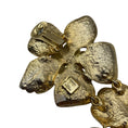 Load image into Gallery viewer, Carolina Herrera White / Black / Gold Hardware Rhinestone Embellished Enamel Flower Drop Clip On Earrings