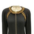 Load image into Gallery viewer, Chanel Black / Gold Metallic Paris Shanghai 2010 Braided Trim Full Zip Wool Dress