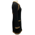 Load image into Gallery viewer, Chanel Black / Gold Metallic Paris Shanghai 2010 Braided Trim Full Zip Wool Dress