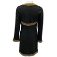 Load image into Gallery viewer, Chanel Black / Gold Metallic Paris Shanghai 2010 Braided Trim Full Zip Wool Dress