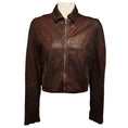 Load image into Gallery viewer, Dolce & Gabbana Brown Distressed Lambskin Leather Cropped Zip Front Jacket