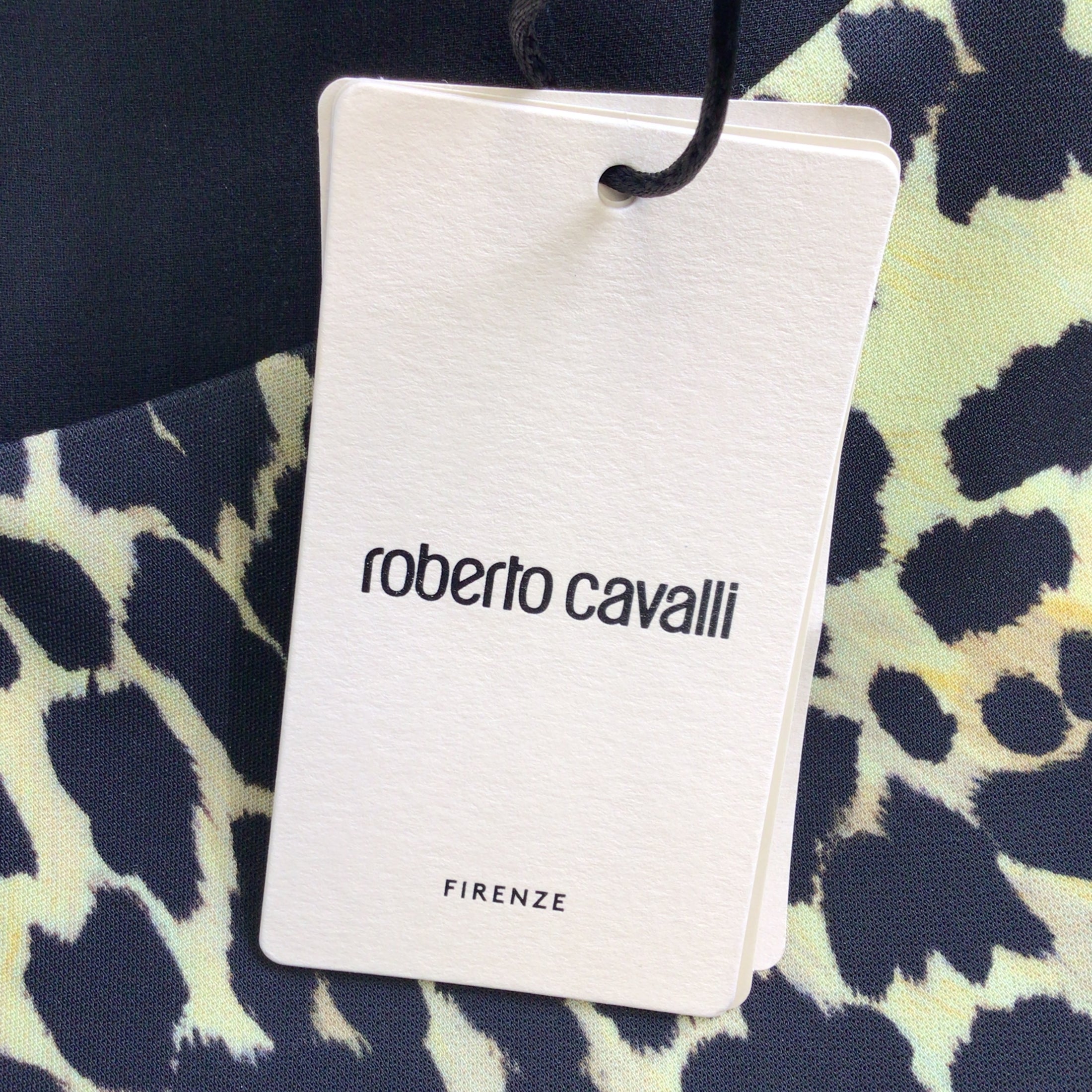 Roberto Cavalli Tan / Black Animal Print Sleeveless Crepe Mini Dress