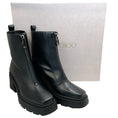 Load image into Gallery viewer, Jimmy Choo Black Smooth Leather Eugenie 80 Zip Front Booties