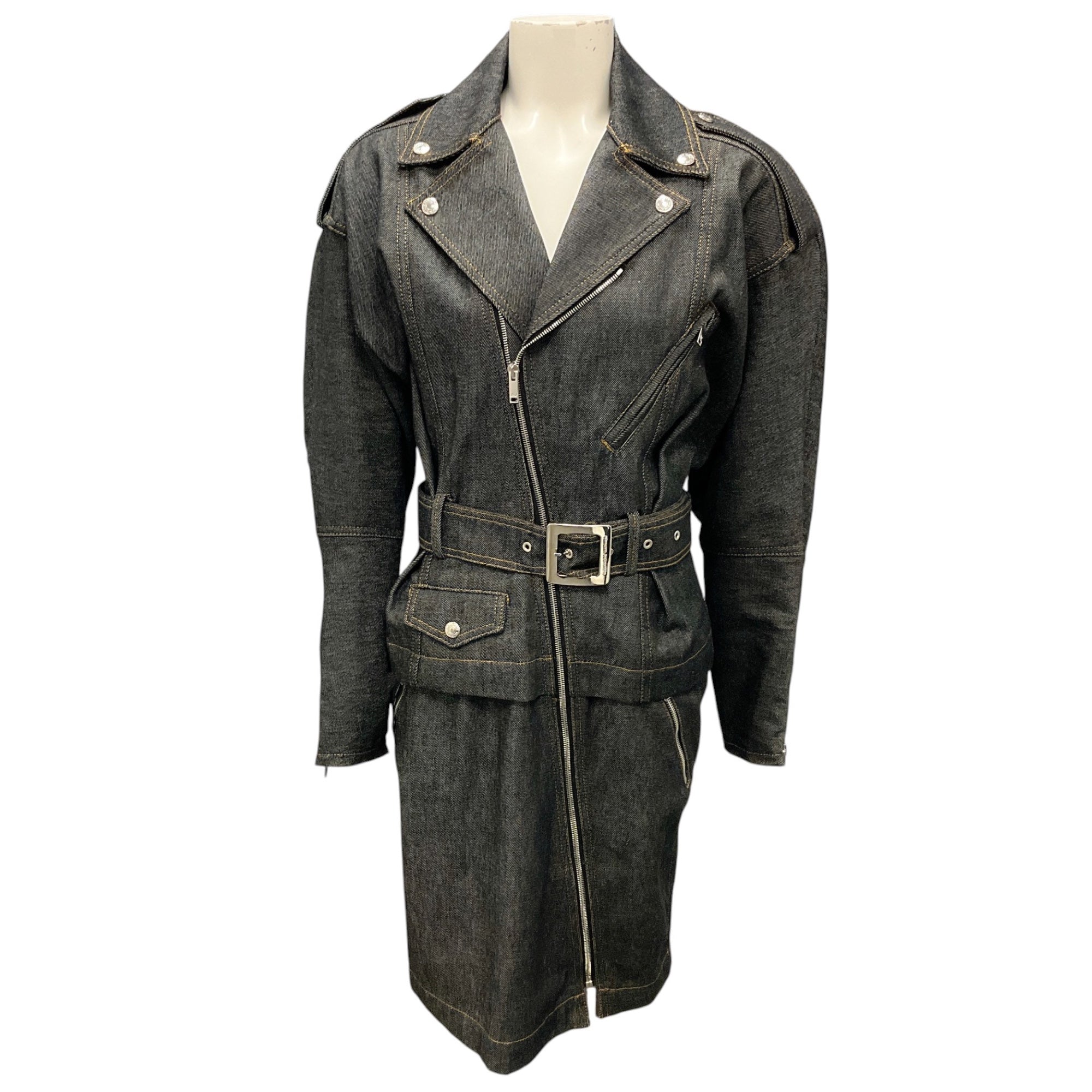 Alexandre Vauthier Black Denim Long Sleeve Mini Dress S