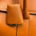 Load image into Gallery viewer, Loro Piana Warm Tan Loom L32 Smooth Calfskin Rounded Leather Tote Bag