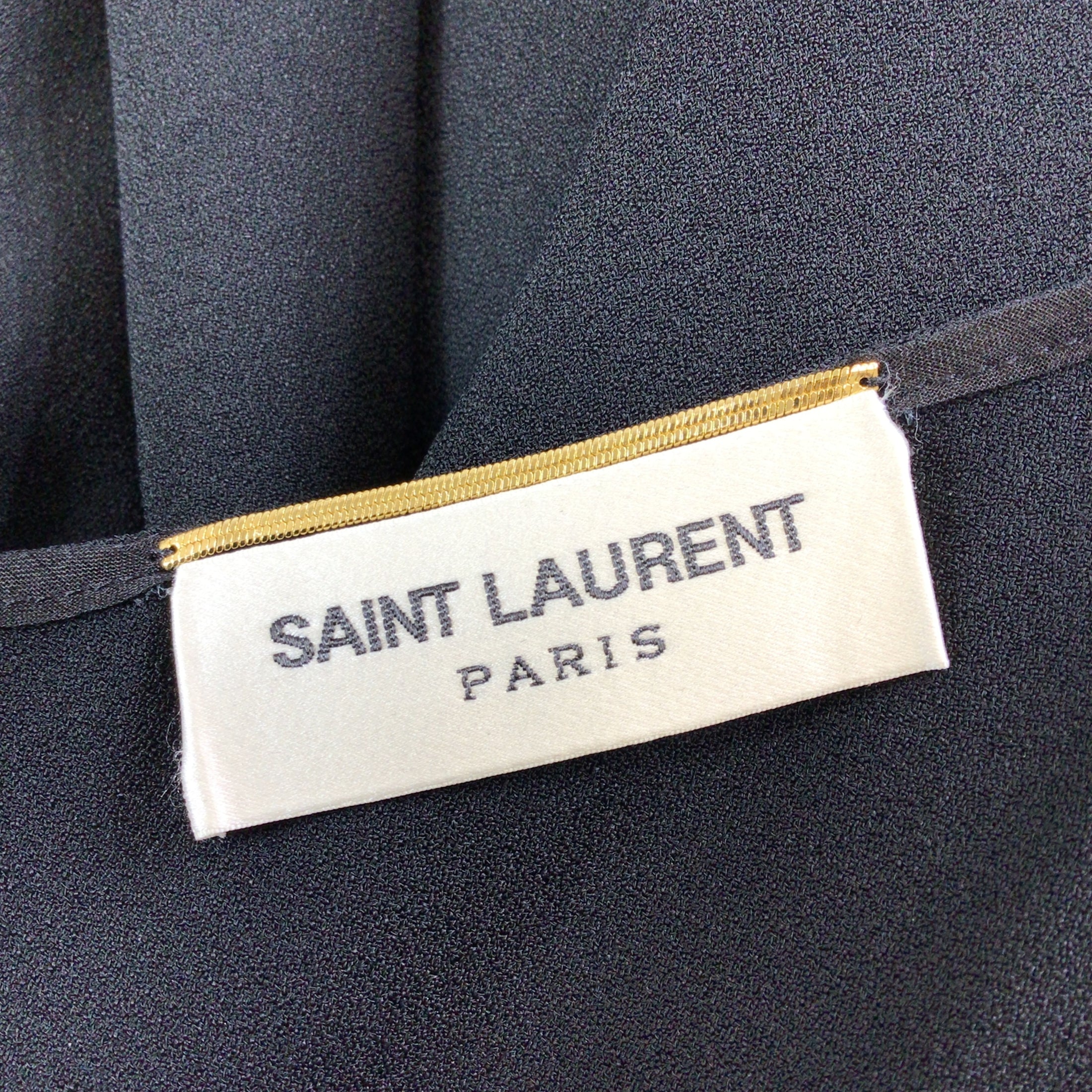 Saint Laurent Black Ruffled Crepe Mini Dress
