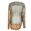 Load image into Gallery viewer, Dries van Noten Tan / Ivory / Black Mixed Pattern Print Sheer Silk Chiffon Blouse