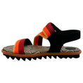 Load image into Gallery viewer, Dries van Noten Orange / Rust Suede and Striped Canvas Sandals