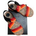 Load image into Gallery viewer, Dries van Noten Orange / Rust Suede and Striped Canvas Sandals
