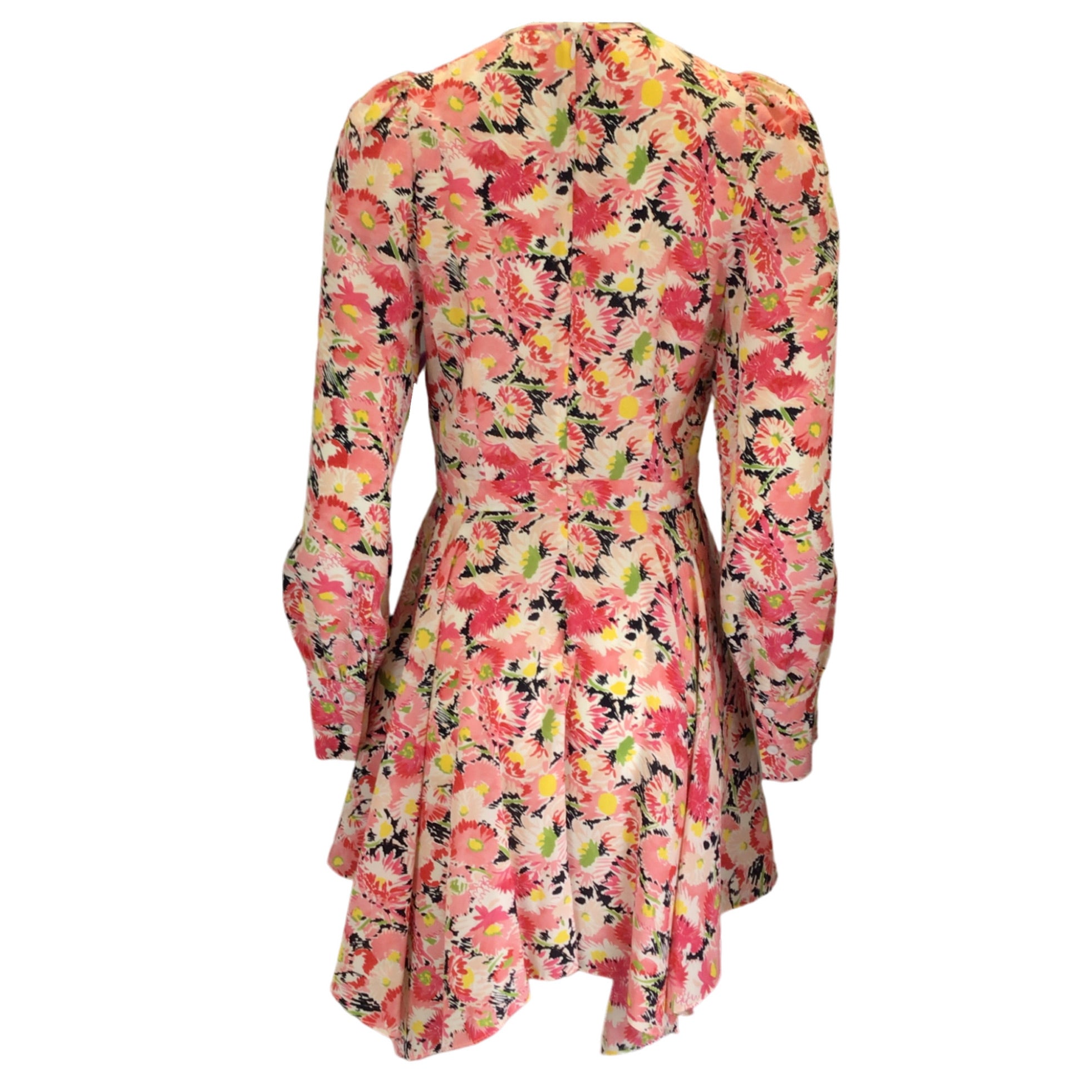 Stella McCartney Pink Multi Floral Printed Long Sleeved Silk Felicity Dress