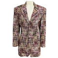 Load image into Gallery viewer, Chanel Boutique Vintage Purple / Olive Green Multi Classic Tweed Blazer Jacket with CC Logo Buttons