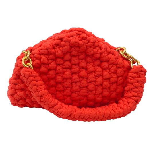 Bottega Veneta Tomato / Gold Chunky Knit Top Handle Bag