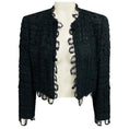 Load image into Gallery viewer, Chanel Black Vintage Cruise 2000 Collection Collarless Floral Lace Ribbon Tweed Cropped Jacket