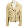 Load image into Gallery viewer, Closed Beige Moto Zip Lamb Leather Jacket