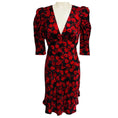 Load image into Gallery viewer, Saloni Black / Red Carmine Poppy Stamped Satin Colette Short Dress