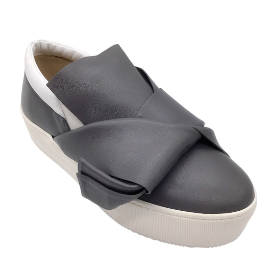 No. 21 Grey / White Platform Leather Sneakers