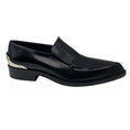 Load image into Gallery viewer, Jil Sander Black Pointed Toe Leather Loafers with Silver Metal Detail